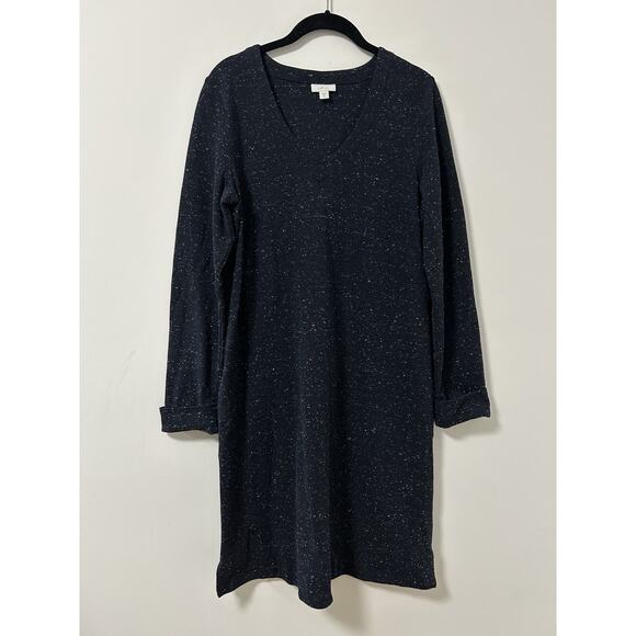 J. Jill Dresses & Skirts - J Jill Ponte V-Neck Dress Women’s Medium Tall Navy Long Sleeve Flecked